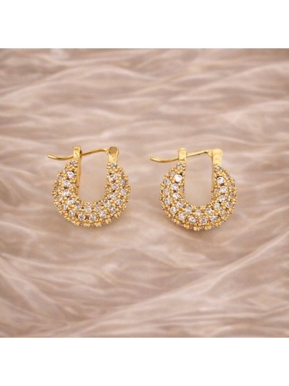 Baby Hoop Crystal Gold Earrings